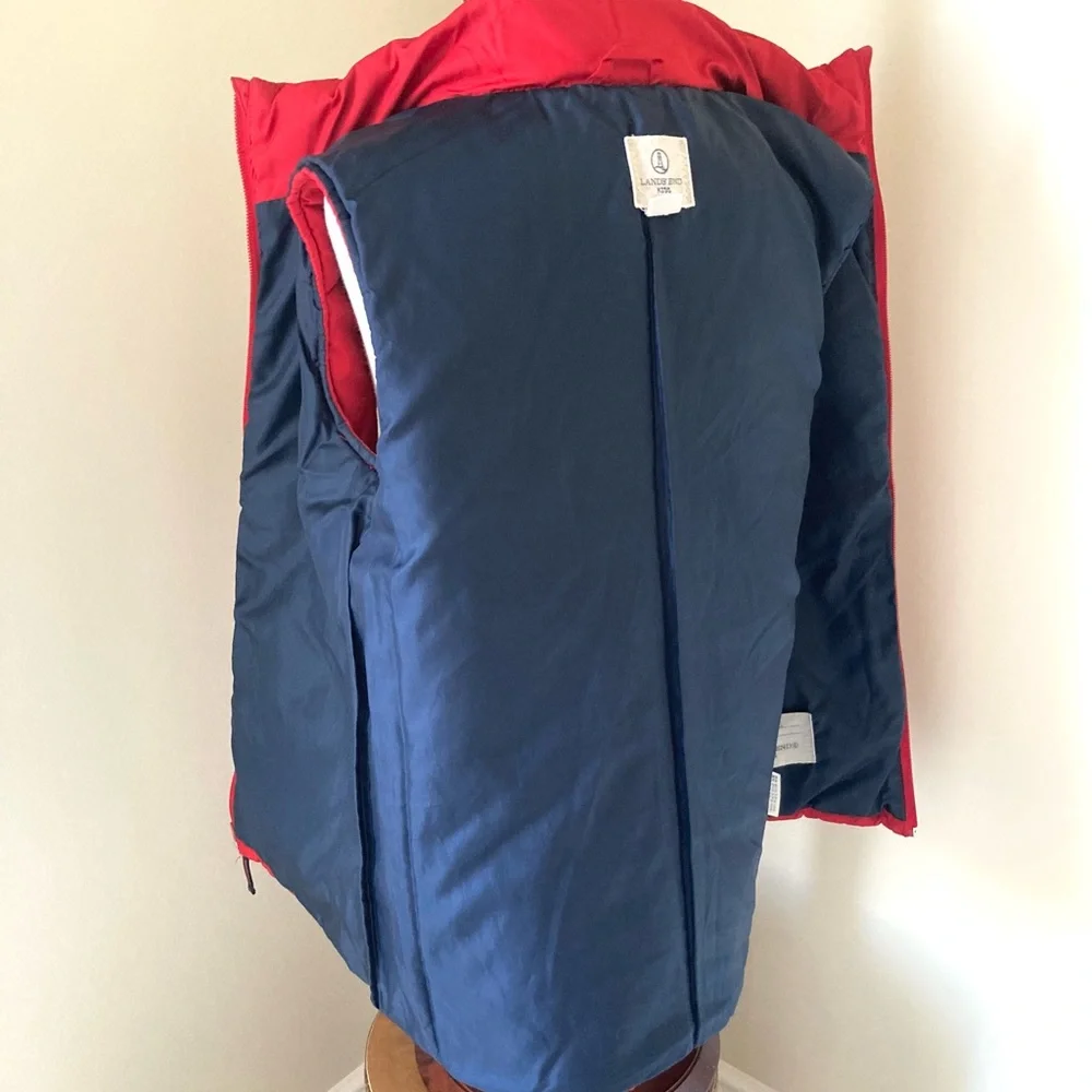 Lands End Red Puffer Vest Size S 8